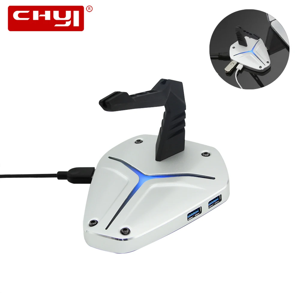 

CHYI USB 3.0 HUB USB-A To 4 Port USB3.0 With LED Colorful Backlight Mouse Bungee Cord Clip USB Splitter Adapter For Laptop PC