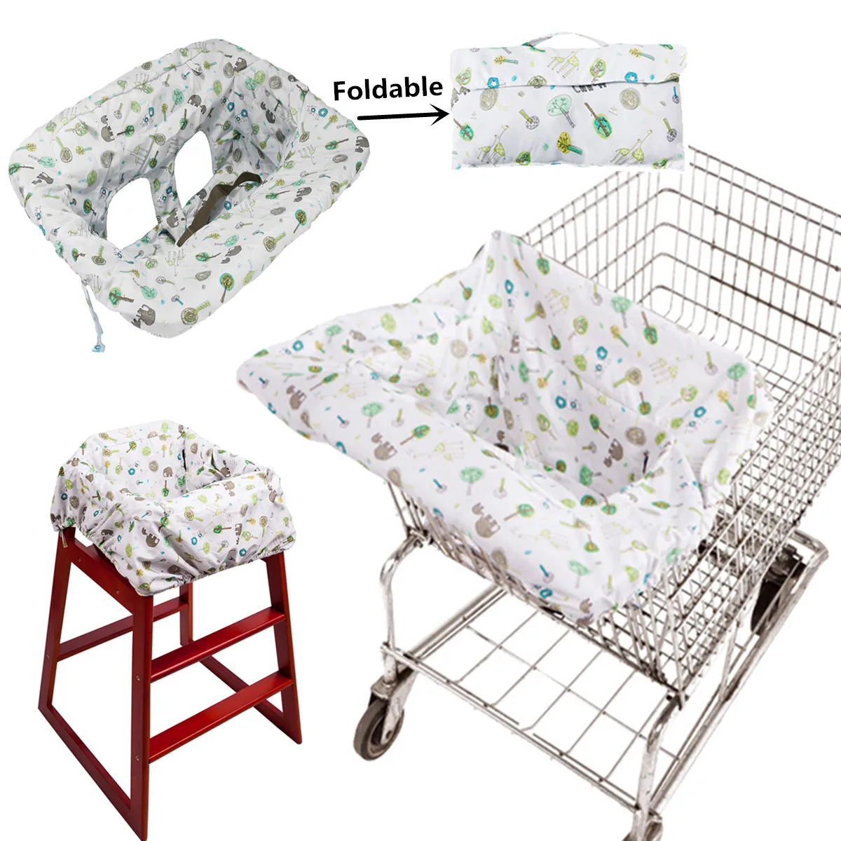 

Foldable Baby Shopping Cart Baby Seat Cover with Safety Belt Protection Cover Trolley Soft Pad Infant Dining Chair Seat Cushion