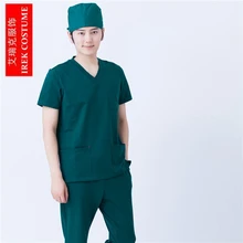 Мужской костюм медика наборы медсестры Больничная форма стоматологическая клиника салон красоты короткий рукав v-образный вырез хлопок больница Рабочая одежда