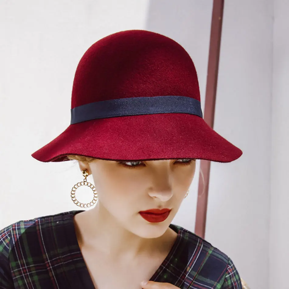 FIA Новый 100% шерсть Винтаж женские Симпатичные Модные шерстяные Fedora Hat Cap Зима