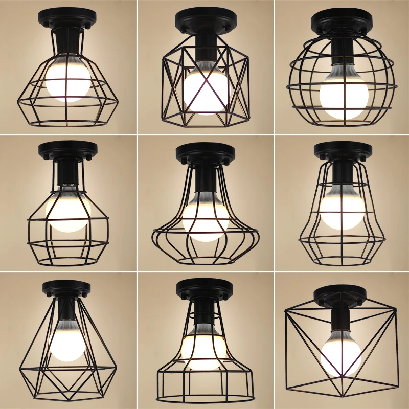 

21 Kinds Vintage Iron Ceiling Light Industrial Retro Corridor Cage light for Bar Restaurant American Country Loft Ceiling Lamp