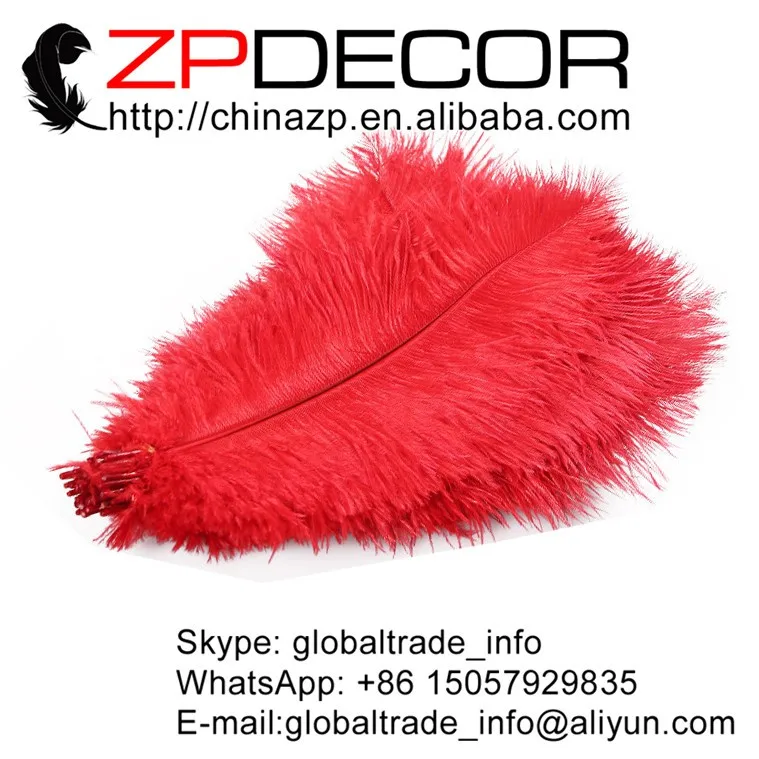 ZPDECOR Украшение Партии 100 шт./лот 40-45 см (16-18 дюймов) Рука Выбрать Гладкие Красный Окрашенная большой Страус Плюм для Свадебные Украшения