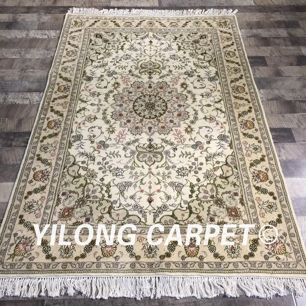 Yilong 4'x6' яркий зеленый цветок ручной работы в персидском стиле хороший вид шерстяной шелковый ковер Восточный Классический шерстяной ковер(WY2099S4x6