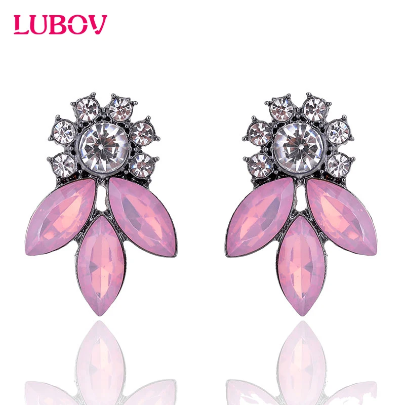 

Sparkling Rhinestone Stud Earrings Acrylic Crystal Opal Stone Piercing Earrings Trendy Women Jewelry for Wedding Party 2018 New