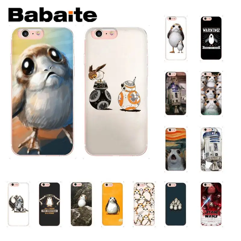

Babaite Star Wars The Last Jedi Porgs Soft Shell Phone Cover for iPhone 6S 6plus 7 7plus 8 8Plus X Xs MAX 5 5S XR 10
