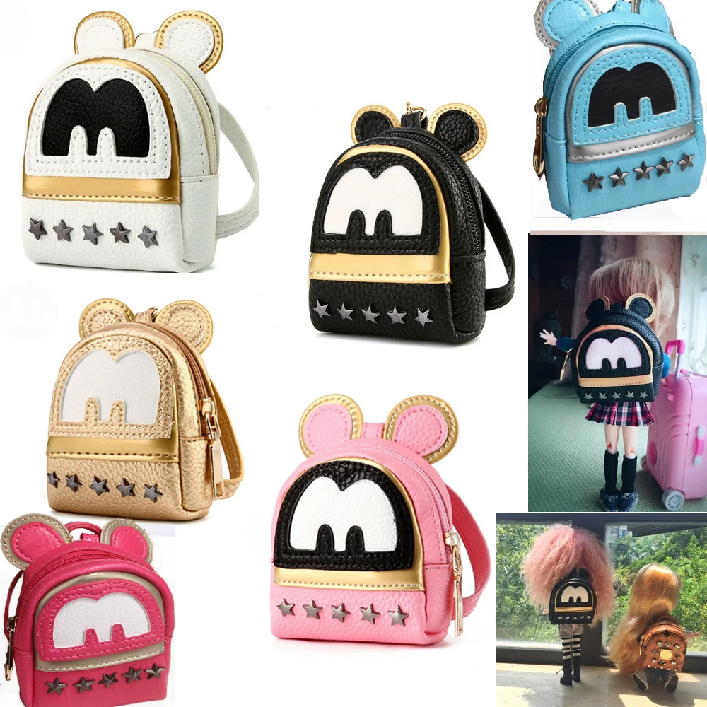 Free Shipping doll Backpack big ears Star rivet bags for blythe bjd accessories pullip tanggo doll