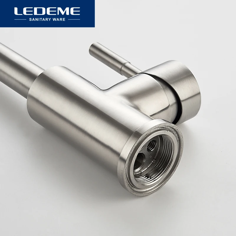 Preise LEDEME Klassische Küche Wasserhahn Edelstahl Gebürstet Prozess Swivel Becken Wasserhahn 360 Grad Rotation Edelstahl Wasserhahn