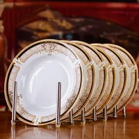 6pcs/set American Dining Room Ceramic Tableware Jingdezhen Bone China Porcelain Dinnerware 8*inch Deep Soup Dishes Decor Plates 1