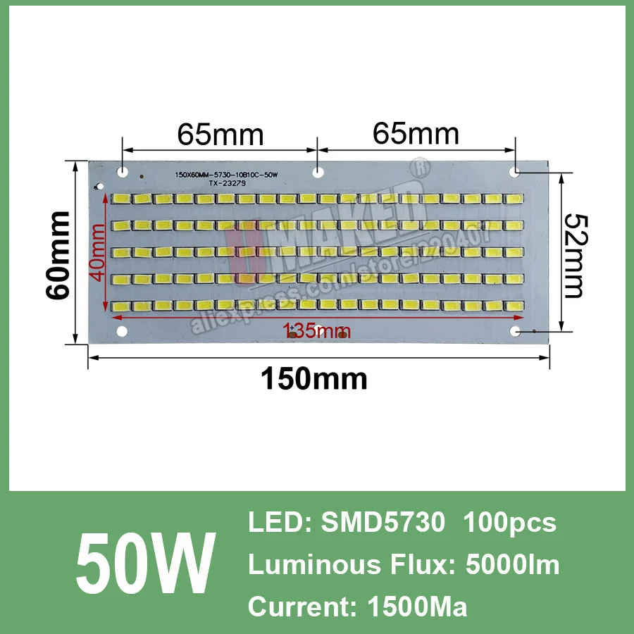 Светодиодный прожектор PCB 200 Вт 150 Вт 100 Вт 50 Вт 30 Вт 20 Вт 10 Вт SMD5730 светодиодный щит, светодиодный источник освещения для Светодиодный прожектор - Испускаемый цвет: 50W