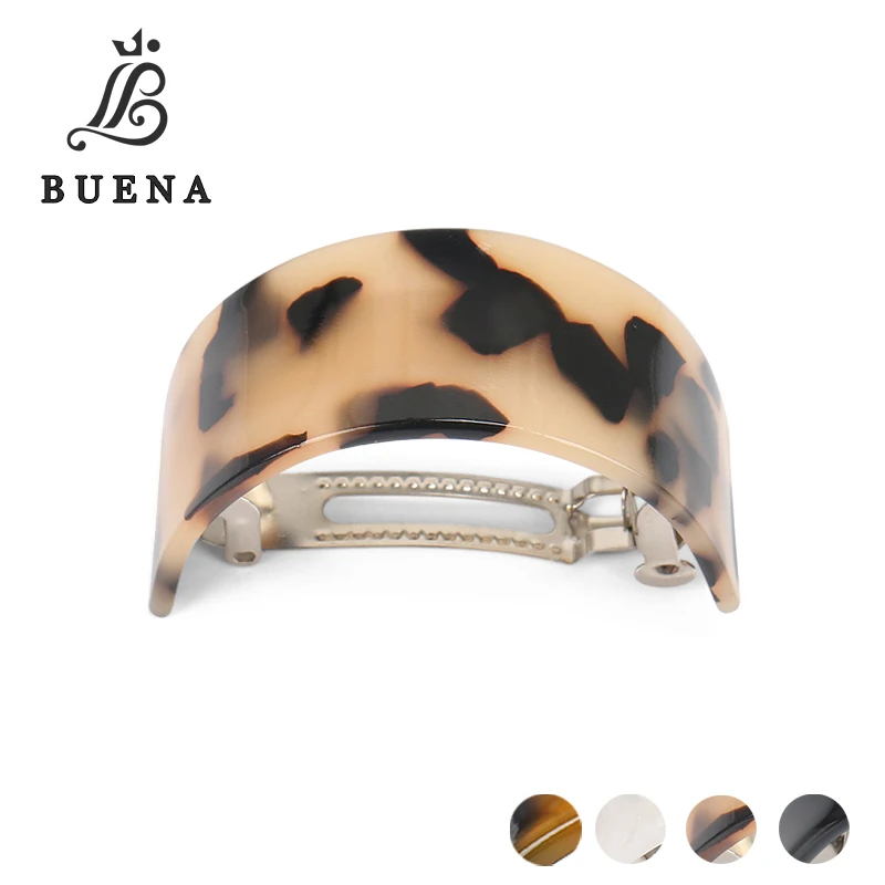 

Classic Tortoiseshell Color Hair Barrette Vintage Curved Rectangle Cellulose Acetate Hair Clip for Women