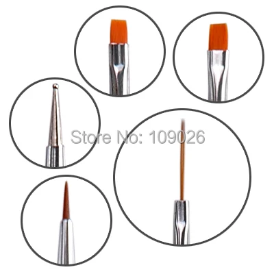 

2017 New Nail Art Tools 5 pcs Acrylic UV gel Nail Brush and Painting Dotting Pen Free Shipping