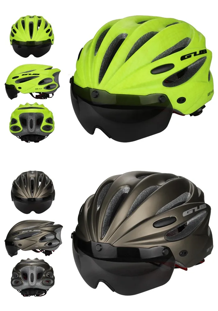  New arrive Top Magnetic Goggles Cycling Helmet Ultralight Bicycle Helmet With Lens & Sunvisor Casco Ciclismo 56-62 CM Bike Helmet (3)
