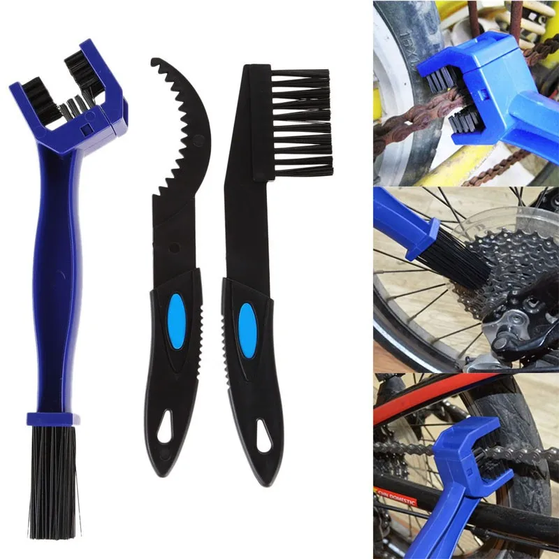 Sale new hot 3 in 1 Motocycle Bicycle Chain Cleaning Brush Set Mountain Bicycle Gear Cleaner Scrubber Cycling Tool 0