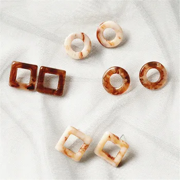 

minimalist Japan Acetate Acrylic Color Round Circle Geometric Square Hollow Stud Earrings Marble Pattern Vintage Korea Jewelry