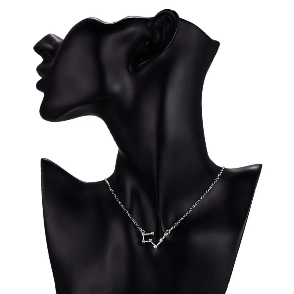 12 Созвездие серебряное ожерелье с карточкой Знак зодиака Стразы подарок на день рождения ожерелье с изображением Галактики для женщин созвездие ожерелье