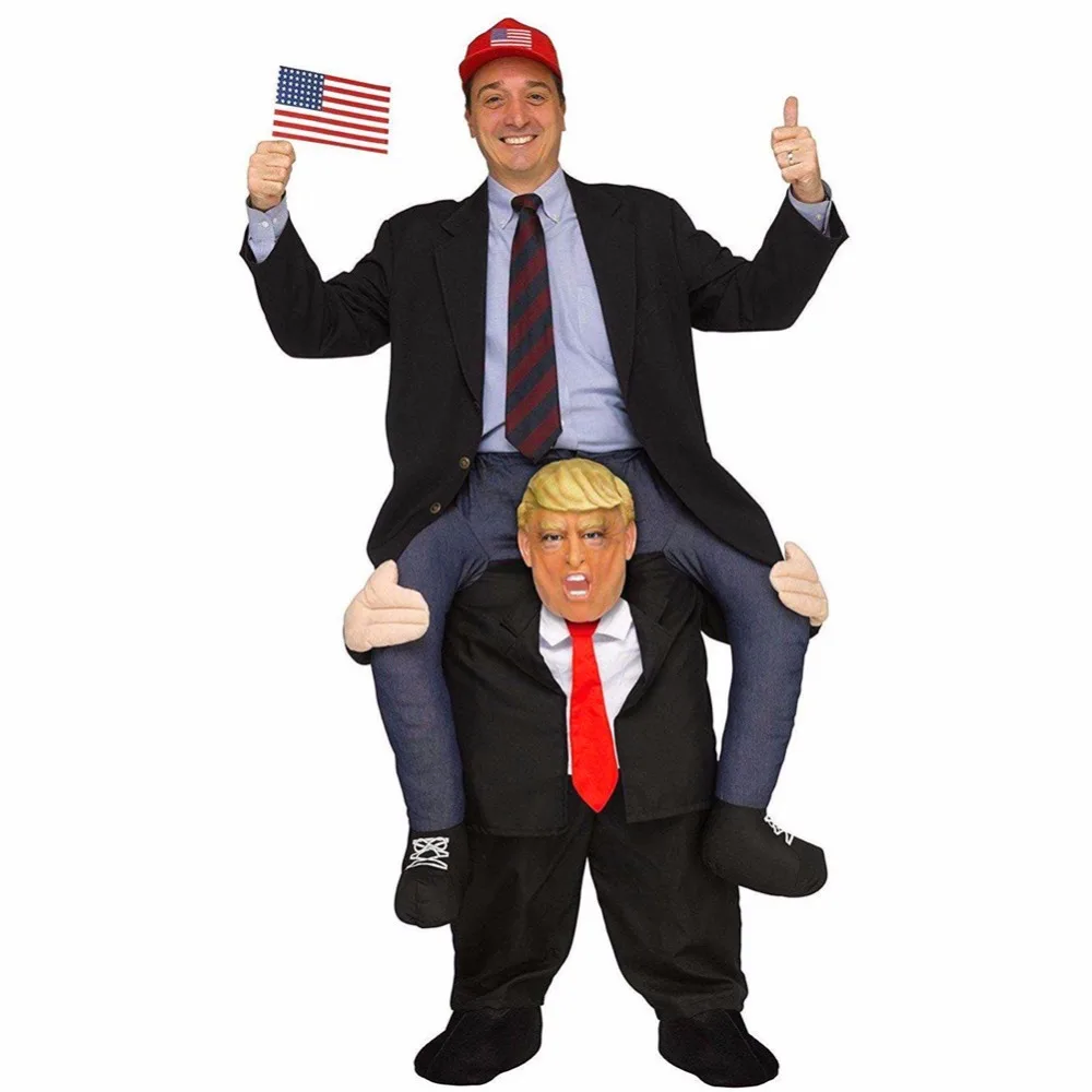 Donald Trump Pants Men Cosplay Clothes Ride On Me Mascot Costumes Carry Back Novelty Toys Halloween Party Dress Up Fun Disfraz