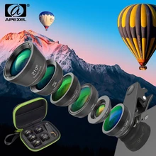 APEXEL 10 шт./упак. 6в1 Рыбий глаз объектив+ широкий угол+ макро+ CPL+ звезда+ фильтр+ телескоп Телефон объектив камеры с пакетом DG6