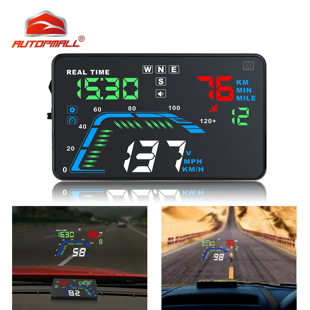

Q7 Auto Car HUD GPS Head Up Display HD 5.5'' Speedometers Overspeed Multi Color Warning Dashboard Windshield Projector