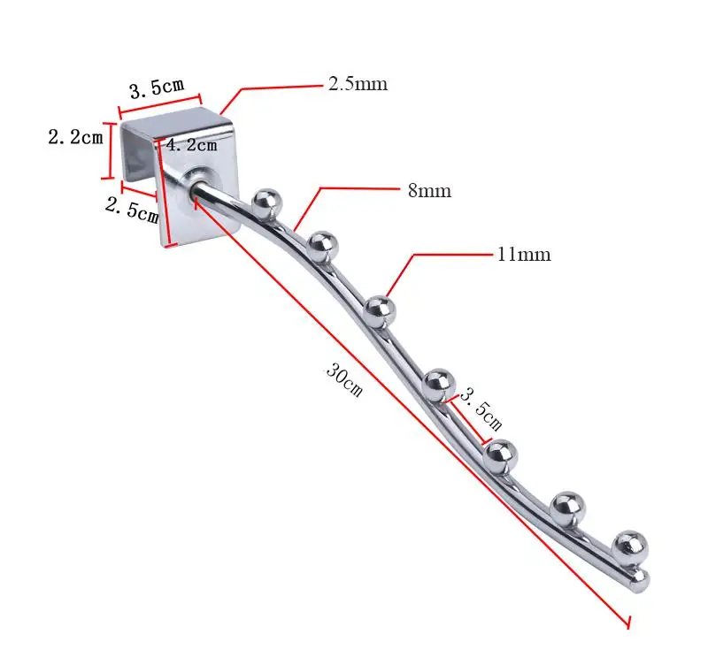 Трубчатая штанга с крепежной пряжкой с защелкой крючок Полка вешалка металлический дисплей крюк полка Orgnaizer кронштейн Наклонный шаровой крючок - Color: Hook 4