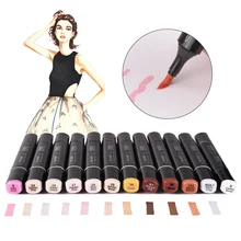 TOUCHNEW 12 цветов тона кожи мягкая кисть маркер ручка набор двойной наконечник на спиртовой основе эскиз маркеры манга художника Рисование товары для рукоделия