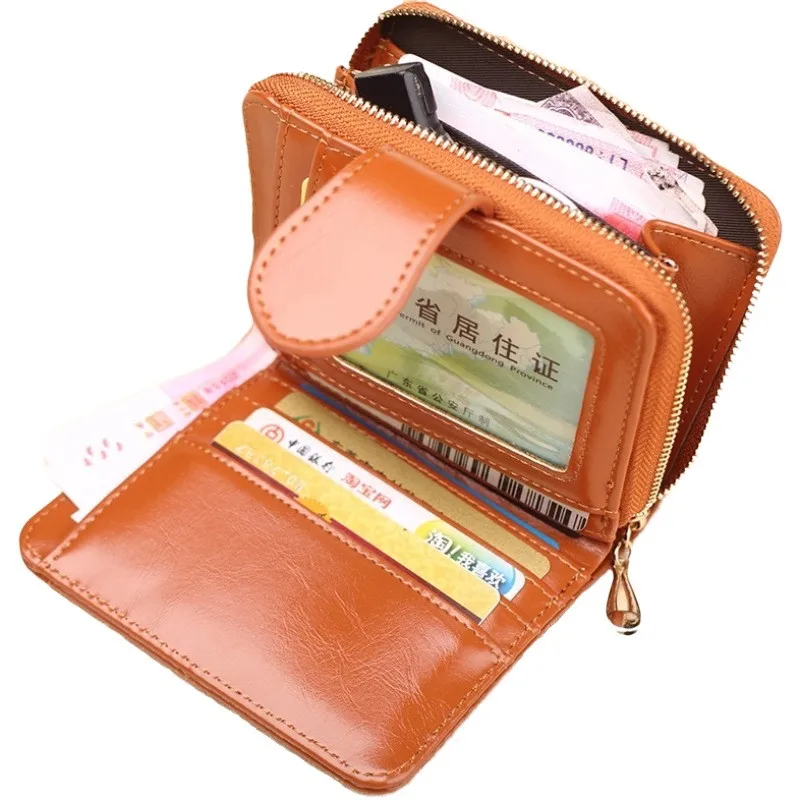 

2019 New Women Wallet Female Purse Leather Wallet Short Trifold Coin Purse Card Holder Money Clutch Multifunction Zipper Bag