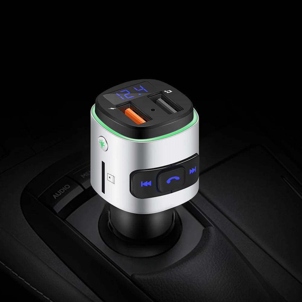 

Onever FM Transmitter Aux Modulator Bluetooth Handsfree Car Kit Car Audio MP3 Player With QC3.0 Quick Charge Dual USB Port