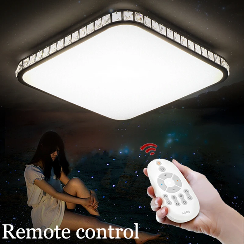 

Modern brief K9 crystal remote control led ceiling lamp home deco living room saquare iron acrylic ceiling lighting fixtures