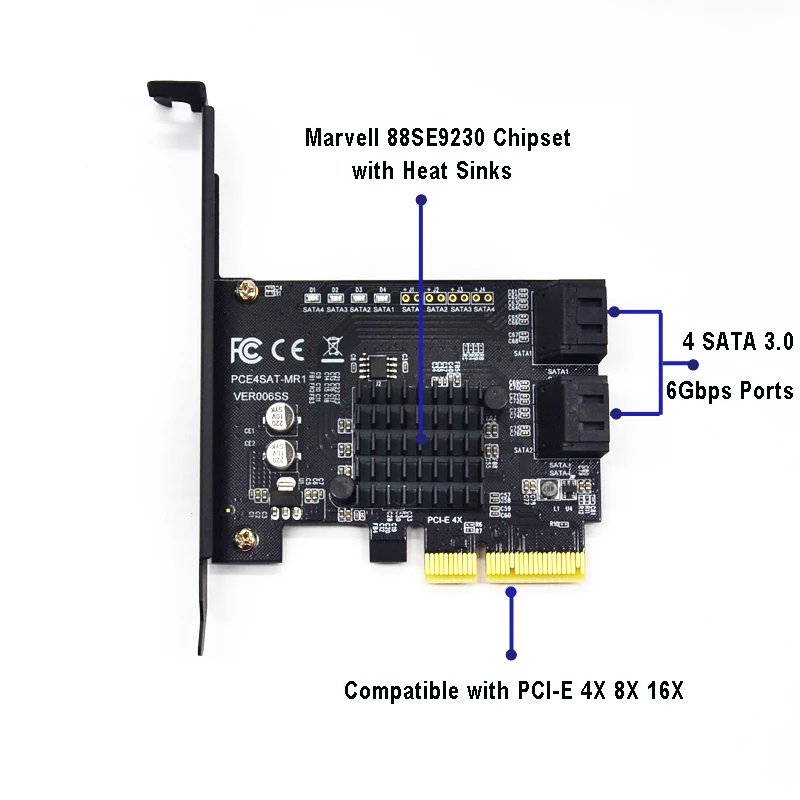 4 порта SATA III 6 Гбит/с PCI Express raid контроллер карты PCI-e для SATA адаптер/конвертер с теплоотвод плата адаптера расширения