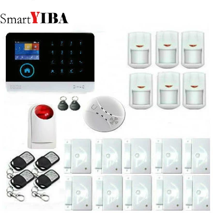 

SmartYIBA WIFI Alarm System SOS Signaling with Flash Strobe Siren Smoke Sensor Home Alarm IOS Android APP Control 2G Alarm GSM