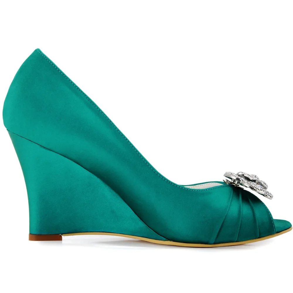 teal wedge heels