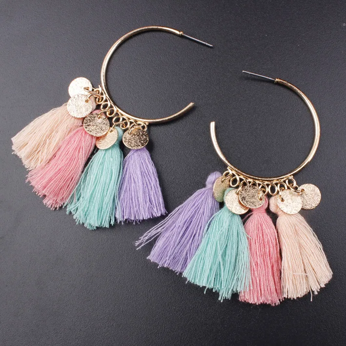 Colorful Bohemian Tassels Earrings For Women Fashion Party Jewelry Gold
