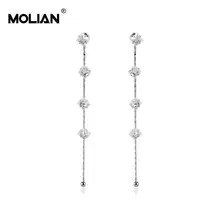 

MOLIAN Cubic Zirconia Silver Copper Gold Small Simple Design style jewelry Long drop earrings for women Gothic Eardrop Banquet