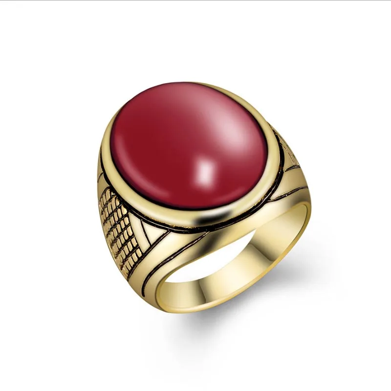 

New Style Antique Gold Color Mosaic Colorful Accessories Precious Resin Stone Rings For Women Man Souvenirs