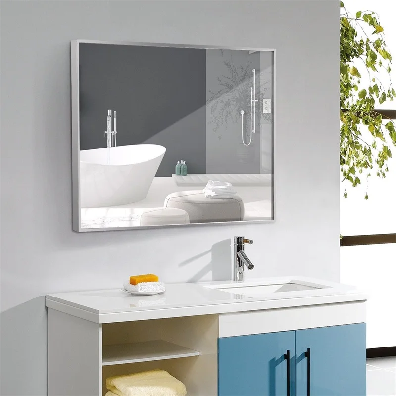 إطار من الاستانلس ستيل العائمة الزجاج مستطيلة مرآة حائط حمام الألومنيوم مرايا HW60316 إطار من الاستانلس ستيل العائمة الزجاج مستطيلة مرآة حائط حمام الألومنيوم مرايا HW60316