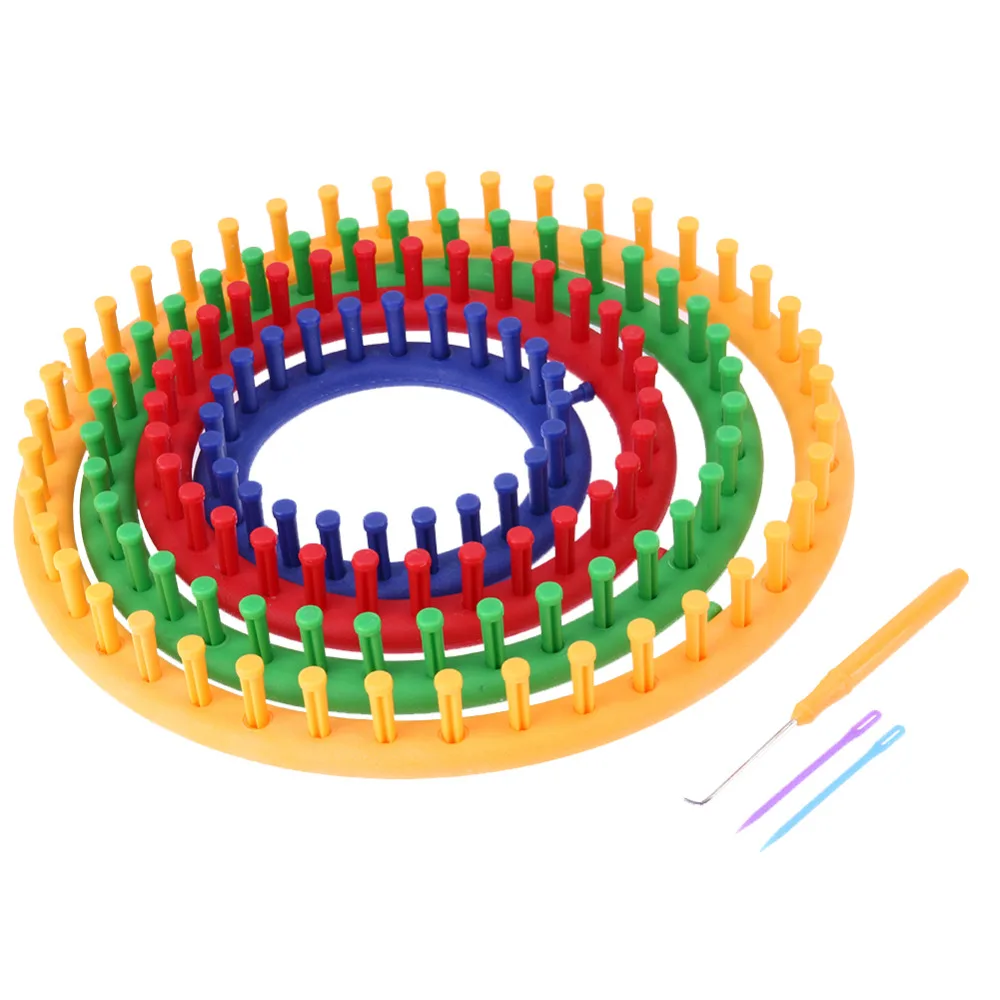 

4 Size Classical Round Circle Hat Knitter Knitting Knit Loom Kit 1 Wool Yarn Needle Knit Hobby Knitting Machine Sewing Tools