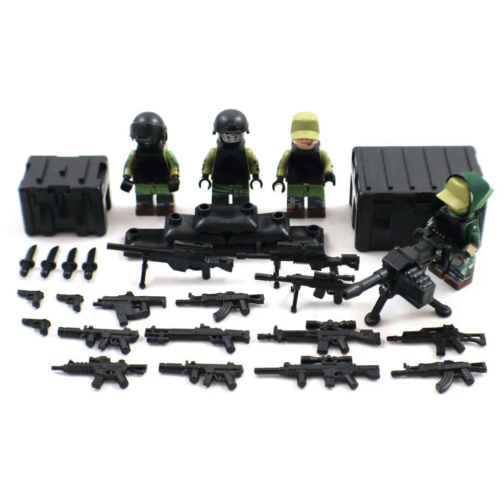 

MOC Russian Marine US Army Anti-terrorism Soldier Small Army Figure Building Blocks Toy Modern War Collection with Weapons