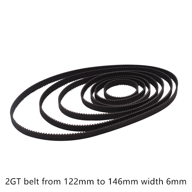 3d printer belt closed loop rubber 2GT timing from 122mm to 146mm width 6mm