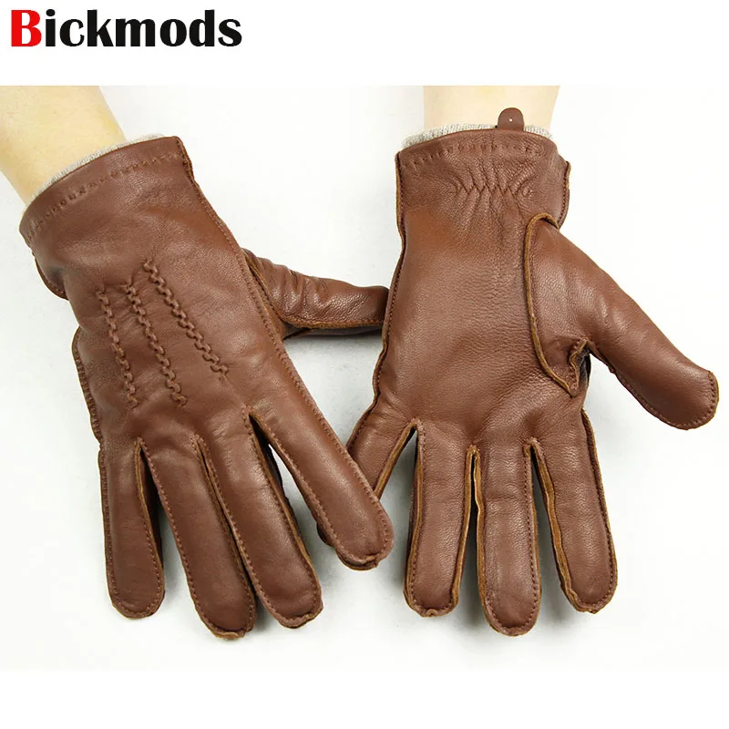 sheepskin gloves men's 2018 new high-grade imported goatskin suture style wool lining autumn warm Male leather gloves sheepskin gloves men's 2018 new high-grade imported goatskin suture style wool lining autumn warm Male leather gloves