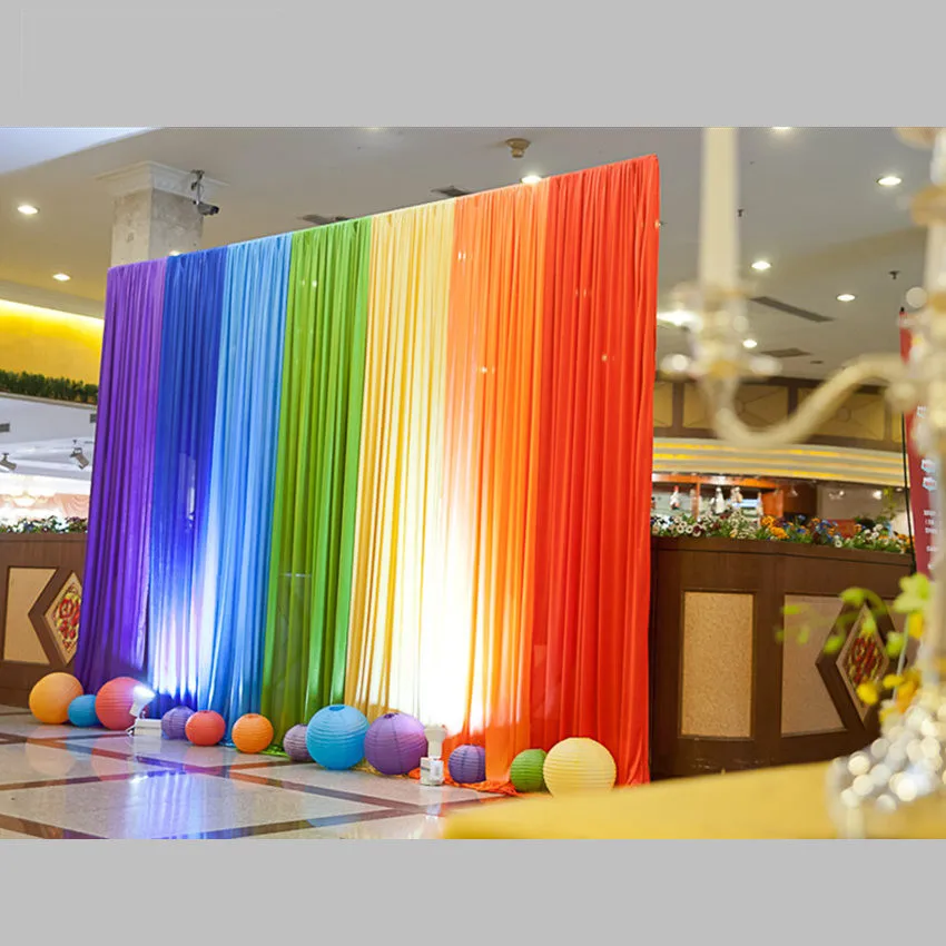 New Ice Silk Rainbow Wedding Backdrop Colourful Wedding Background
