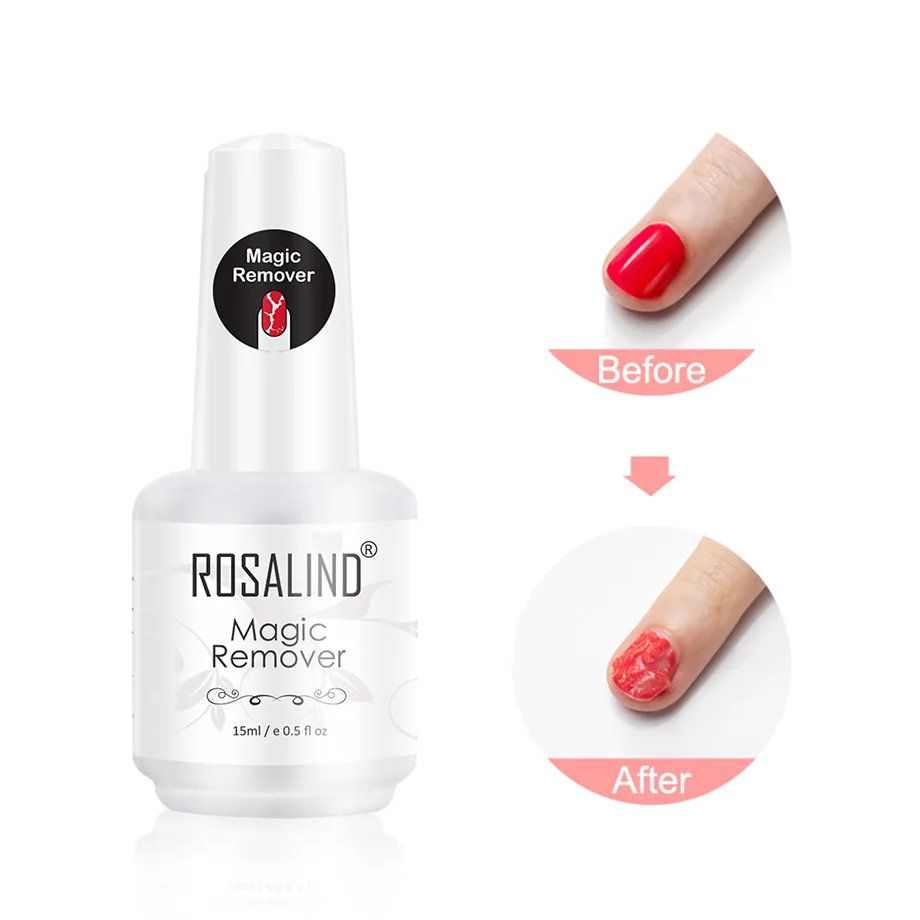 ROSALIND Nail Gel Polish Magic Remover For Manicure Fast Clean Within 2-3 MINS UV Gel Nail Polish Remove Base Top Coat