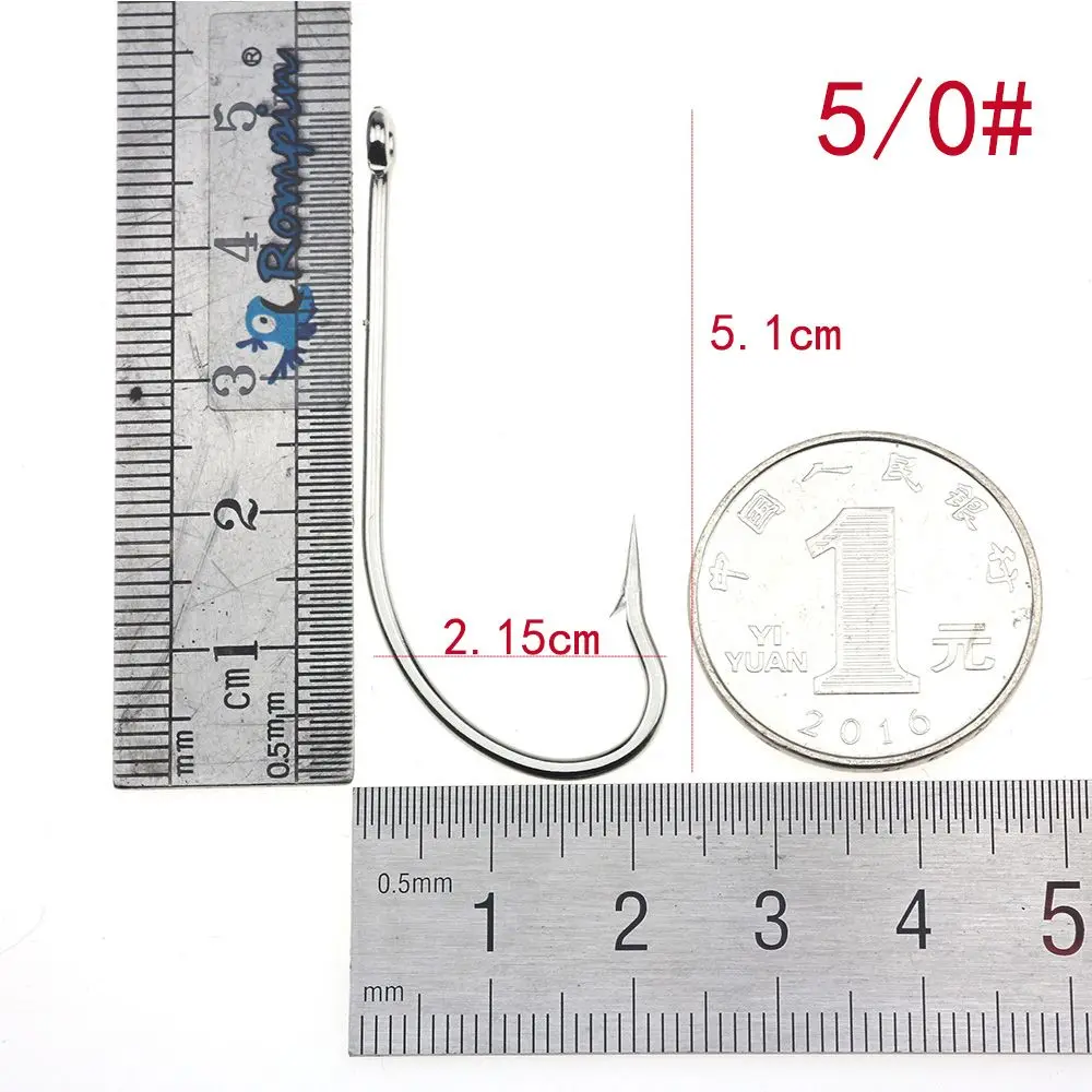 Rompin 50 шт./лот О 'Шонесси 9255 рыболовные крючки из нержавеющей стали с длинным хвостовиком для соленой воды с колючими морскими рыбками джиг Крючки Размер 6#-7/0 - Цвет: size 5I0
