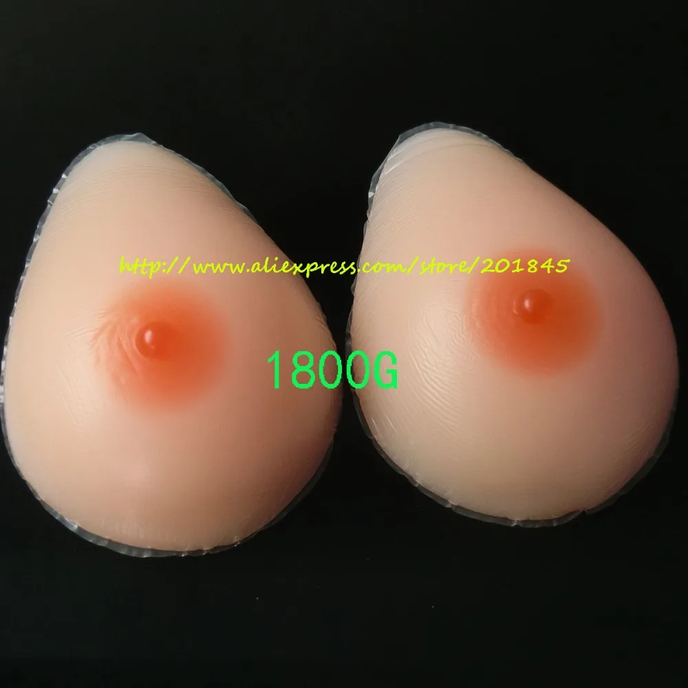 False Breast 1800g/Pair Artificial Soft Breasts Form Water Shape Silicone Fake Boobs Enhancer For Crossdressers With Gift Bag