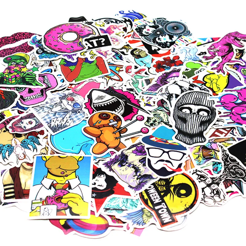 100 pcs Mixed Laptop Luggage Bike Motorcycle Car Stickers and Decals Skateboard Rossi Sticker Bomb Car Styling Atv Sticker Moto