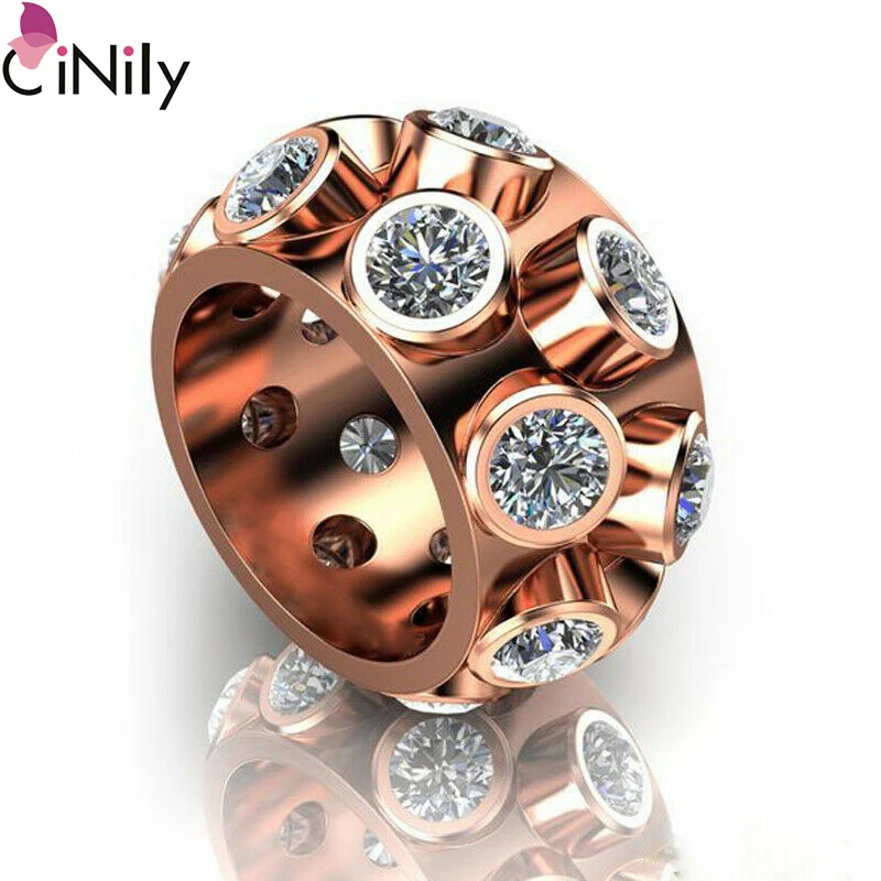 CiNily, роскошное, белое, розовое золото, классическое, для женщин, для свадьбы, вечеринки, кольцо, ювелирное изделие, подарок, размер 6-10, NJ459