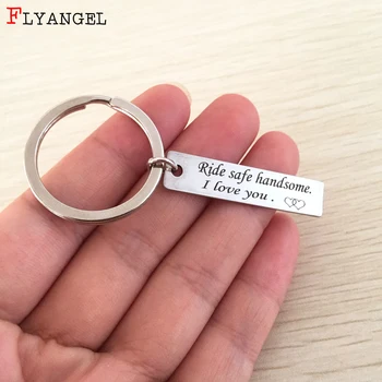 

Fashion Jewelry Keyring Engraved Rise Safe handsome I Love You Heart For Couples Boyfriend Girlfriend Gifts Stainless Keychain