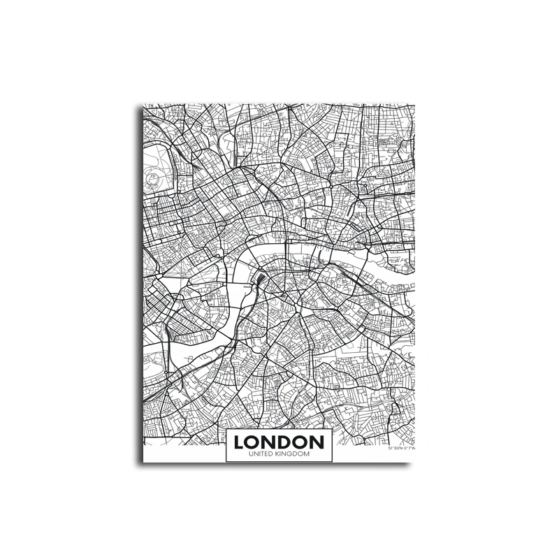 

Black White London City Grid Map HD Print Picture Posters and Wall Art Canvas Painting For Home Decoration