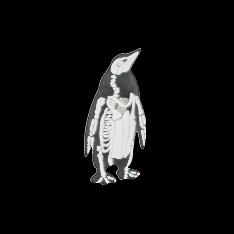 Скелет брошь с животными кошка свинья кролик Пингвин крыса акриловая булавка эмалированная брошь Кнопка значок булавка крышка мешок ювелирные изделия подарок для друга - Окраска металла: penguin