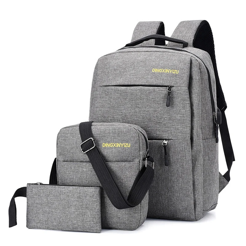 

Unisex Laptop Backpack Usb Charger Port Bag Laptop Notebook Business Bag 3Pcs