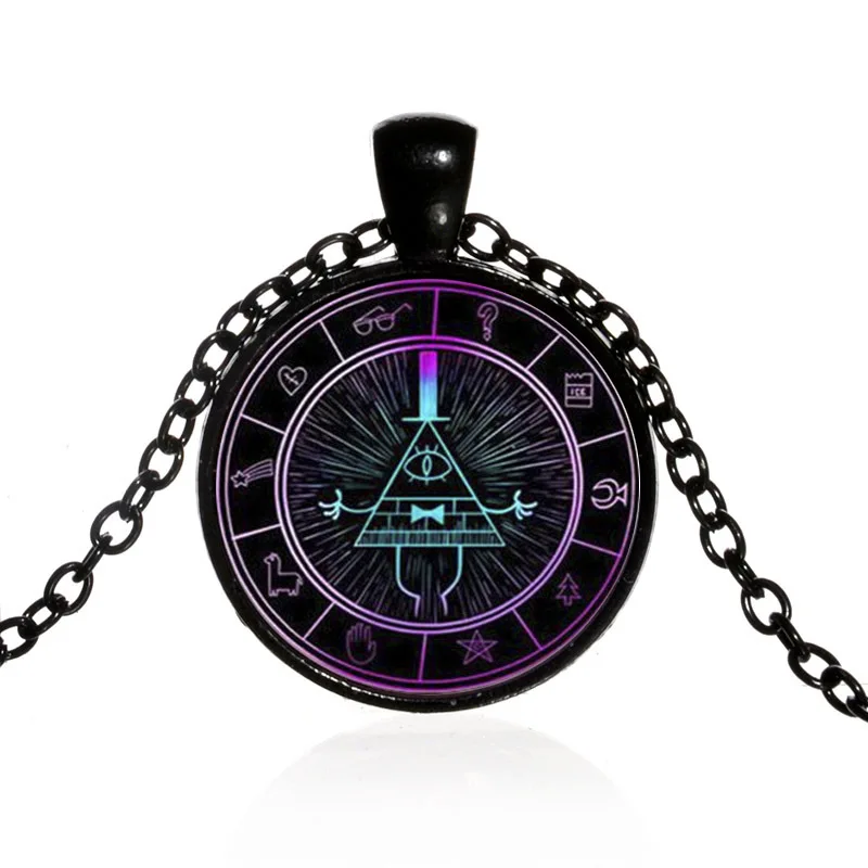 

Gravity Falls bill cipher Time Gem necklace popular alloy glass pendant necklace sweater chain creative toys gift accessories