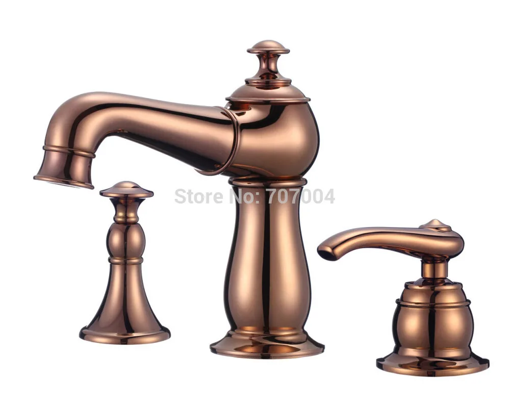 Modern Deck Mount Rose Golden Brass Basin Sink Mixer Tap Single Handle Pull Out Spout with